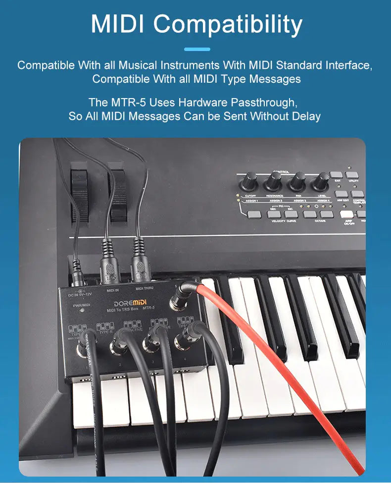 MIDI THRU To TRS Box Is Convert MIDI Five-pin DIN Interface Into TRS Interface Convert One MIDI Input Into Five TRS Outputs