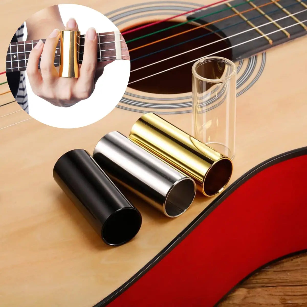 Miwayer Guitar Slider 60mm High 4 Pieces (3 Colors Steel Glides,1Pieces ABS)for Acoustic Guitars & Bass Guitar Accessorie
