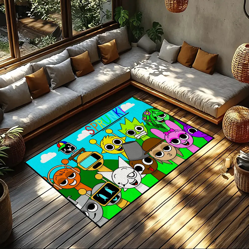 S-Sprunki Incredibox Door Mat Anti-Slip Kitchen Bedroom Music Game Handmade Tufted Rug Carpet Living Room Entrance Decoration