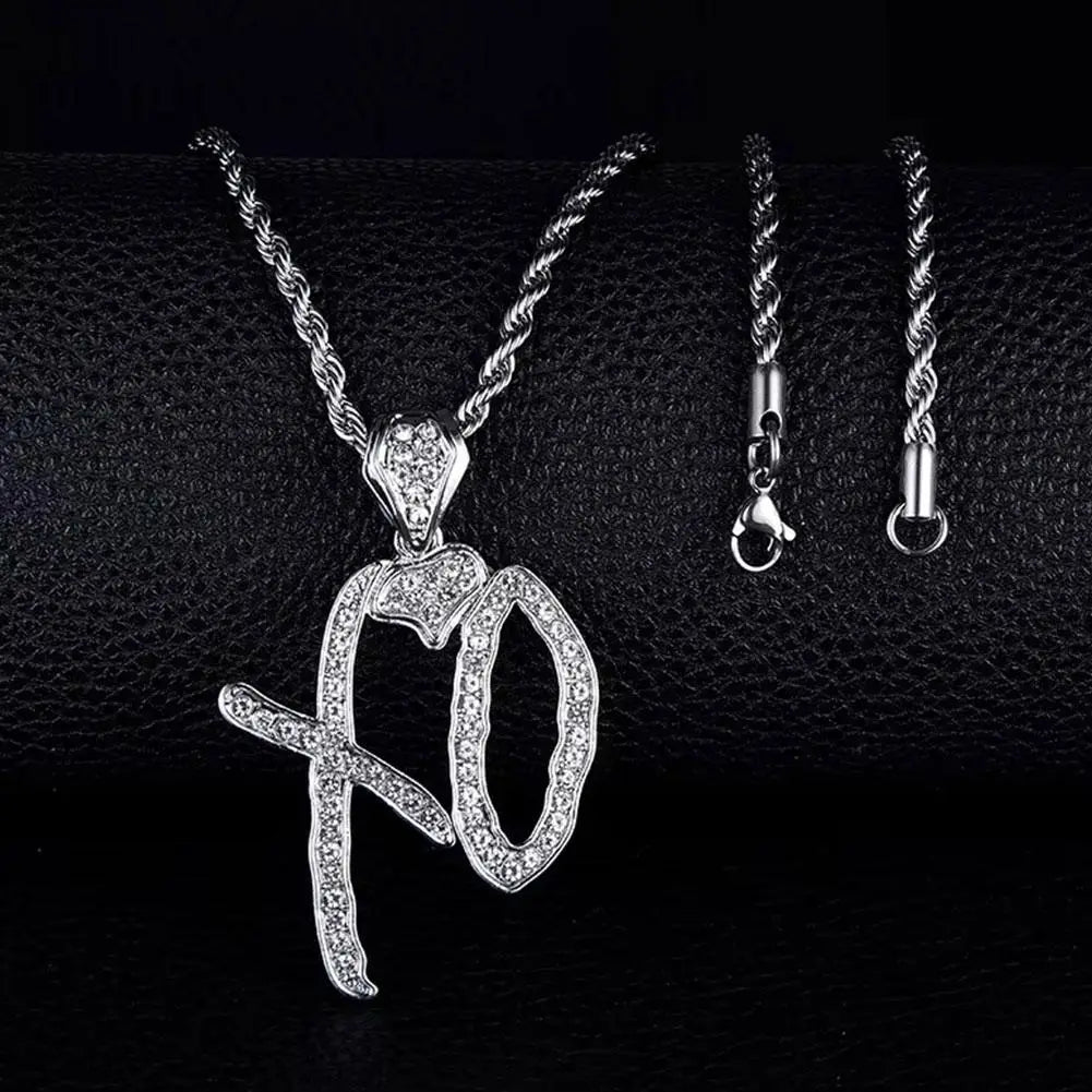 Fashion XO Necklace Cubic Zirconia Letter Pendant Sweater Chain Light Luxury Hip Hop Party Jewelry Accessories For Men Women