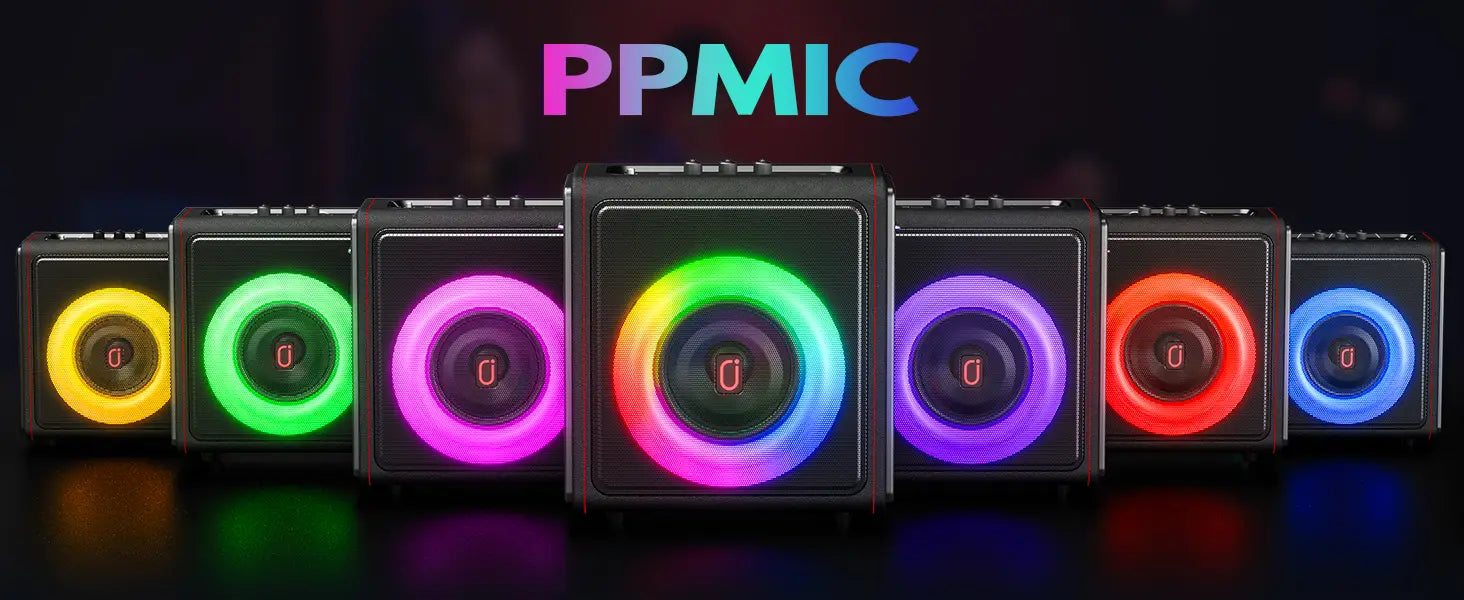 Karaoke Machine Portable Bluetooth Speaker with Microphones PA System with 2 Karaoke Microphones Disco Lights for Home Parties
