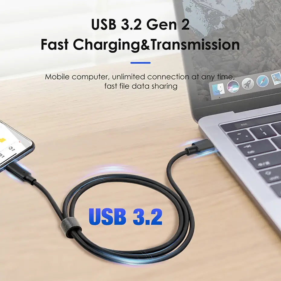10Gbps USB 3.2 Gen 2 Type C Cable For iPhone 15 Pro Max Macbook iPad Samsung USBC Data Charger 3A Fast charge A To C 1m 2m 3m 5m