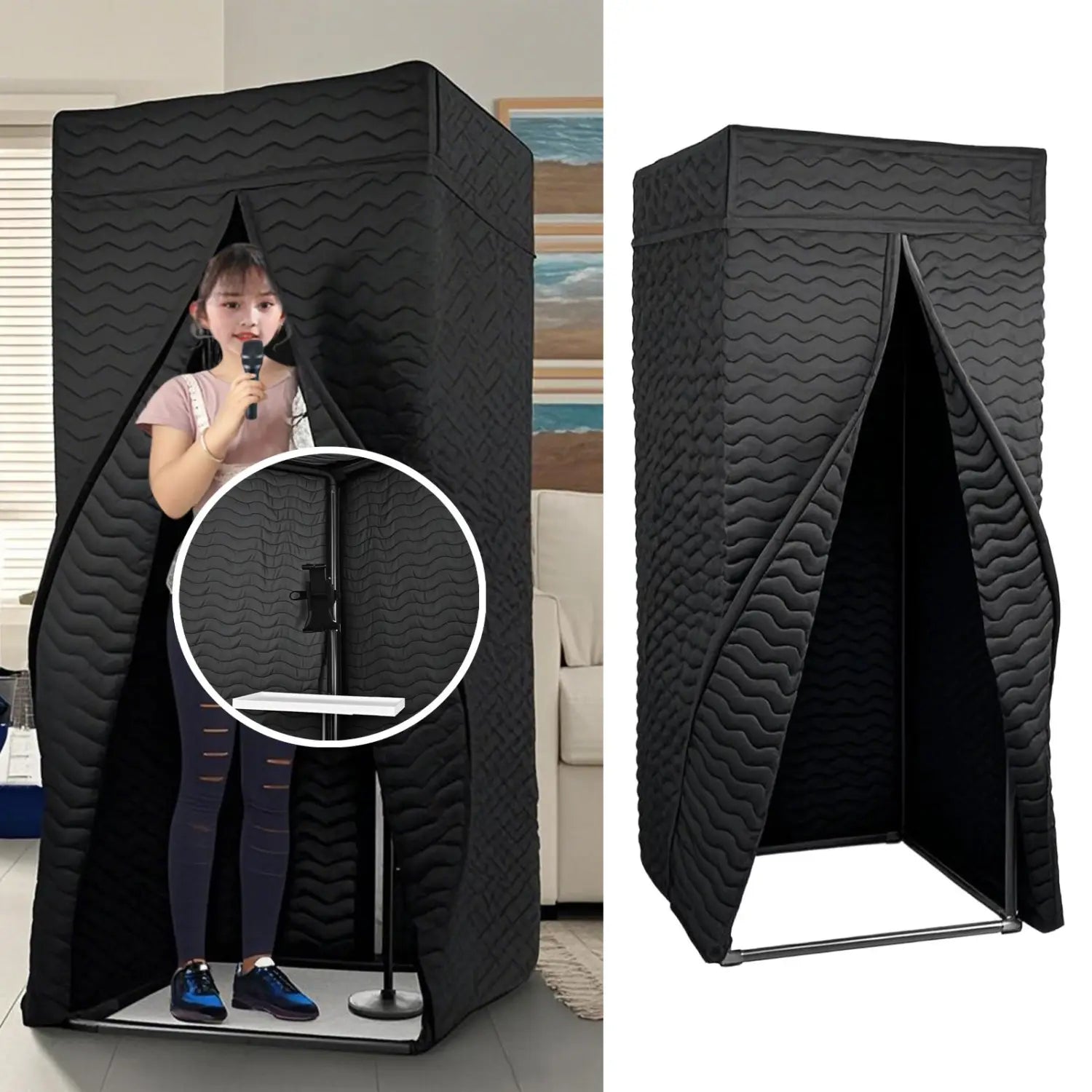 Vocal Booth Soundproof Portable Audio Recording Booth Stainless Steel for Echo Prevention Home Studio Podcast Voiceovers