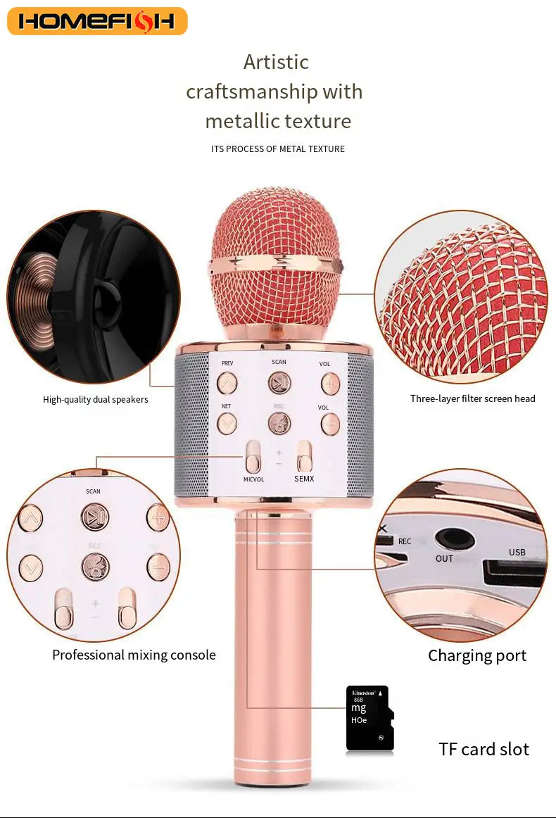 Wireless Bluetooth K12 microphone - Children and adults karaoke microphone - Portable party and travel gift