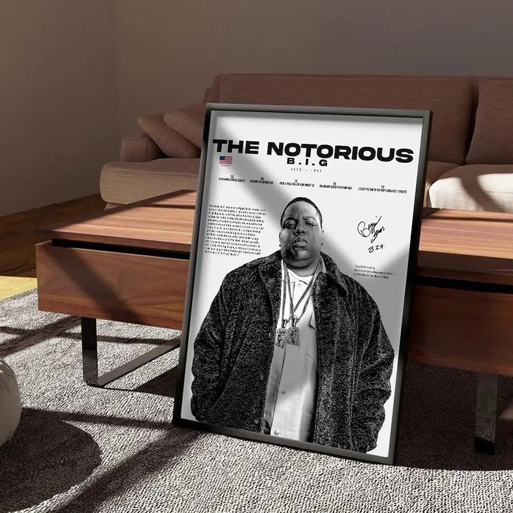 Pop Rapper Legends Poster And Prints Tupac Biggie Smalls Portrait Signature Wall Art Snoop Dogg 50 Cent Canvas Painting