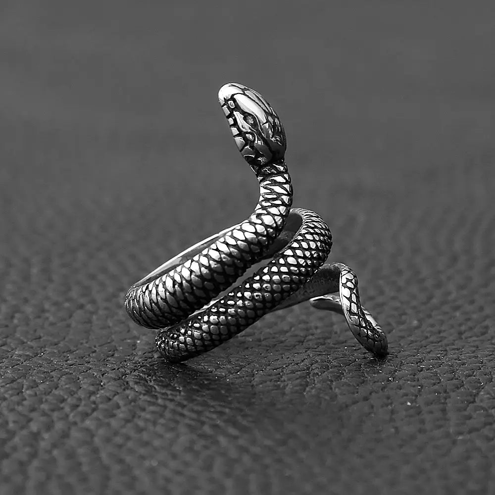 Punk Fashion Stainless Steel Snake Ring For Men Women Vintage Biker Hip Hop Couple Animal Ring Simple Jewelry Gifts Dropshipping