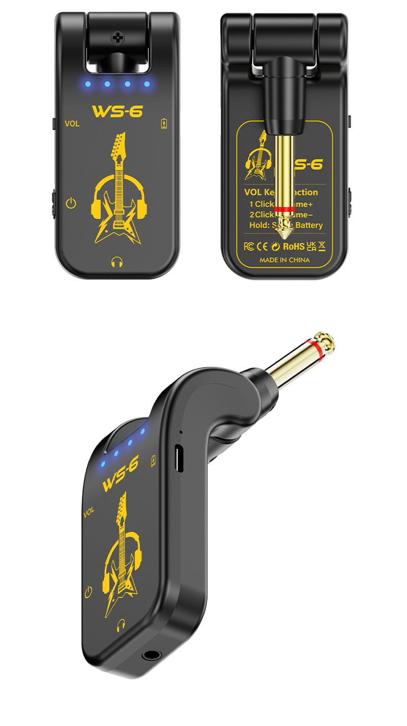 Portable Guitar Headphone Mini Amp with Rechargeable Lithium Battery & Swivel Audio Jack – Perfect for Guitar Practice