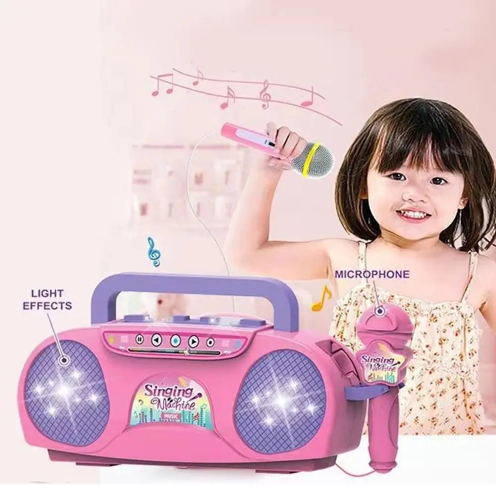 Kid Karaoke Singing Machine with Microphone Portable Musical Instrument with Light Educational Toy Girl Boy Party Birthday Gift