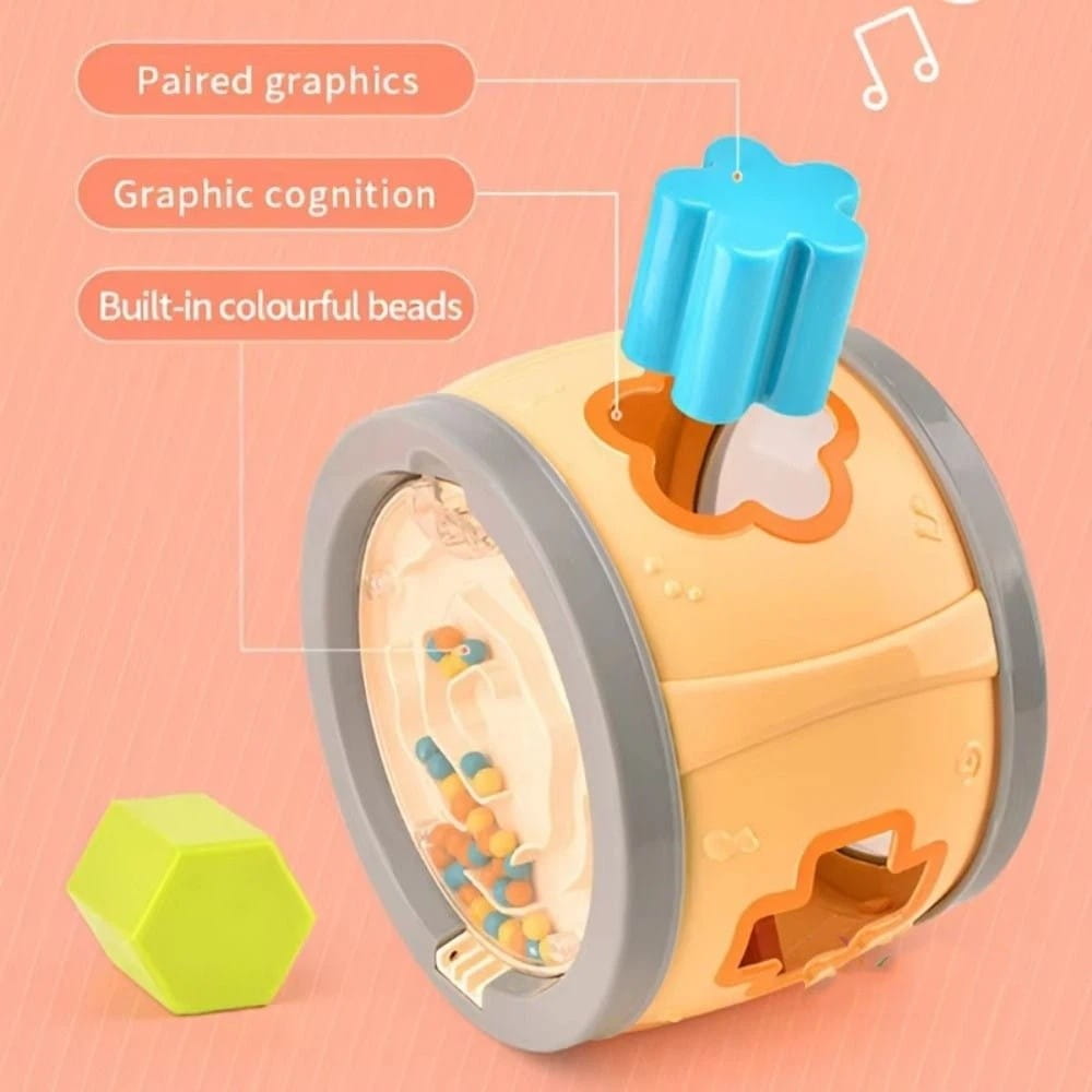 Montessori Musical Drums Set Percussion Shape Rhythm Sound Baby Musical Instrument Matching Maze Music Learning