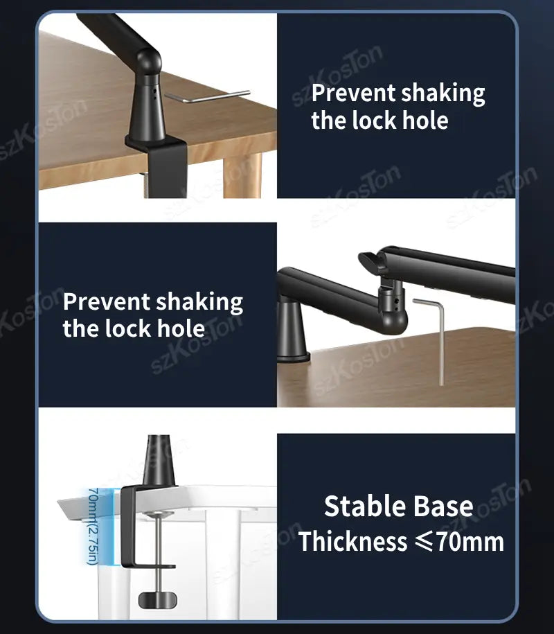 Professional Studio Low Profile Mic Arm with Extended Riser Cable Management Adjustable Microphone Stand for SM7B MV7 AM8 K688