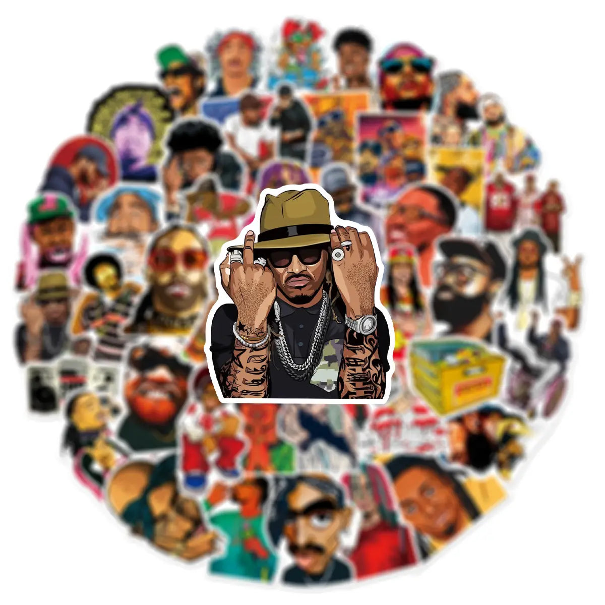50Pcs Cool DJ Rap Stickers Hip Hop Rapper For DIY Scrapbooking Phone Luggage Skateboard Waterproof Decals