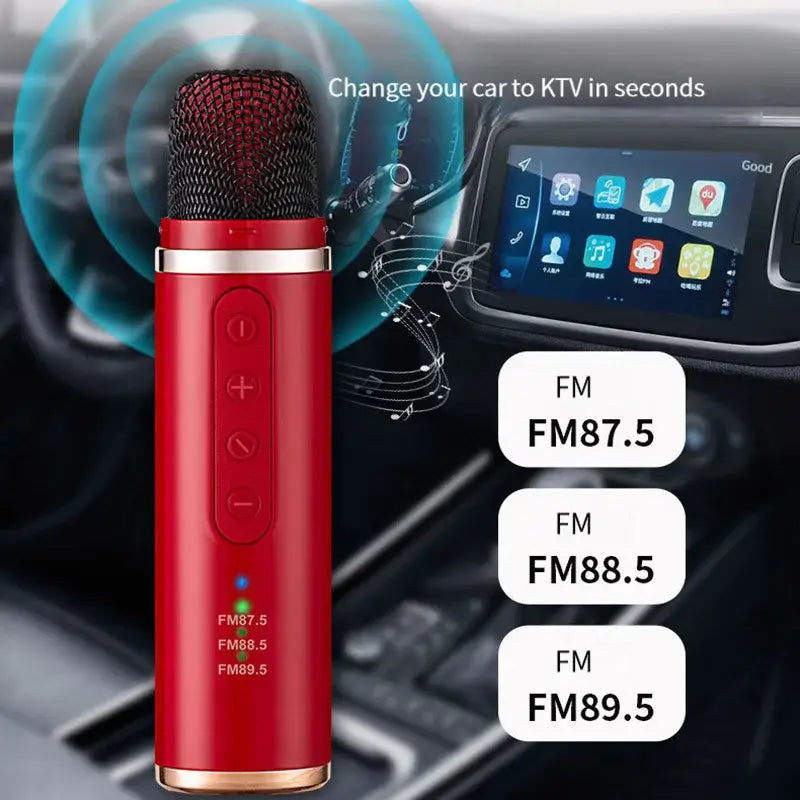 Portable Car Mini Bluetooth Karaoke Microphone Player Song Recording Live Broadcast Equipment FM Cars Wireless Mic