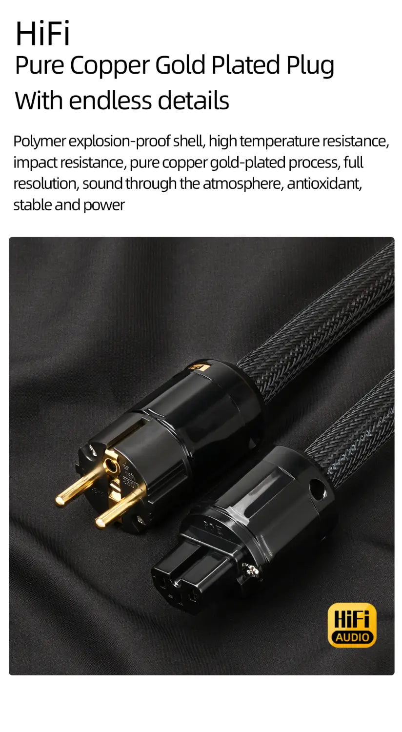 ATAUDIO HiFi EU Power Audio Cable High Quality 6N OFC Double Shielded with Gold-plated Plug AC Power Kabel for Speaker Amplifier
