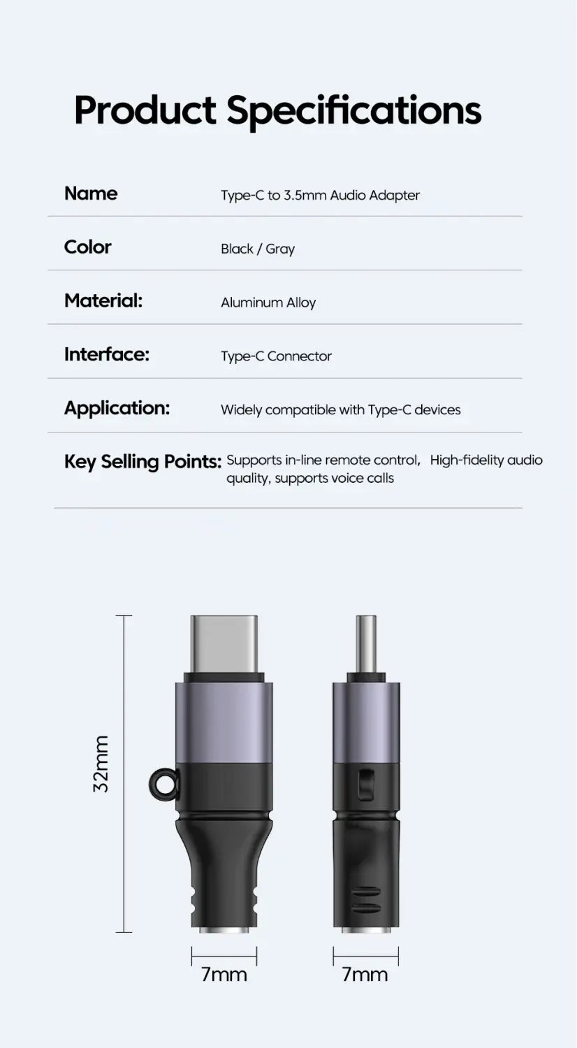Mini USB Type C 3.5 Jack Earphone Adapter USB C to 3.5mm Headphones AUX Audio Adapter For iPhone 17 16 15 Samsung Huawei Xiaomi
