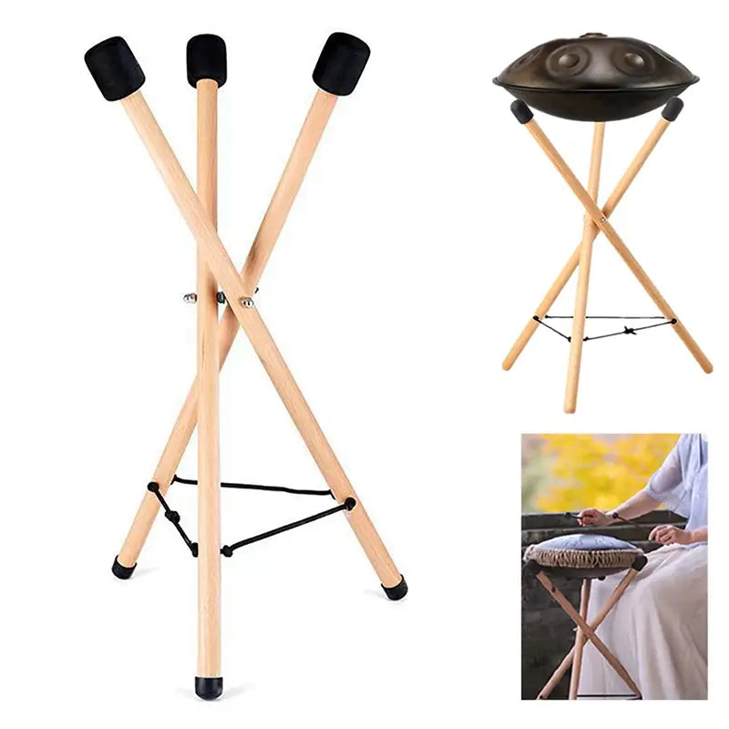 10-15’’ Percussion Instrument Adjustable Solid Wood Triangle Drum Stand For Steel Tongue & Hand Drums