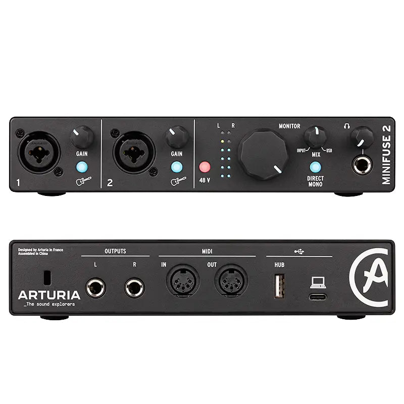 ARTURIA MiniFuse 2 professional portable 2 in / 2 out MIDI recording interface 48V fantasy power for k song and live streaming