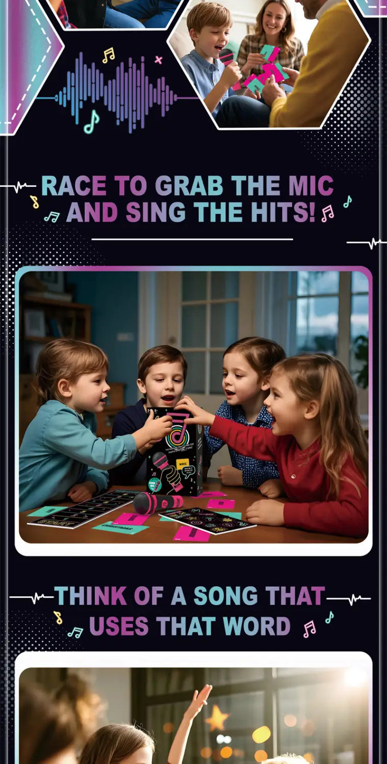 Grabbing Mic Game Bad Singer Karaoke Master Microphone- Cards Game Family Gatherings Games Party Game Music Games