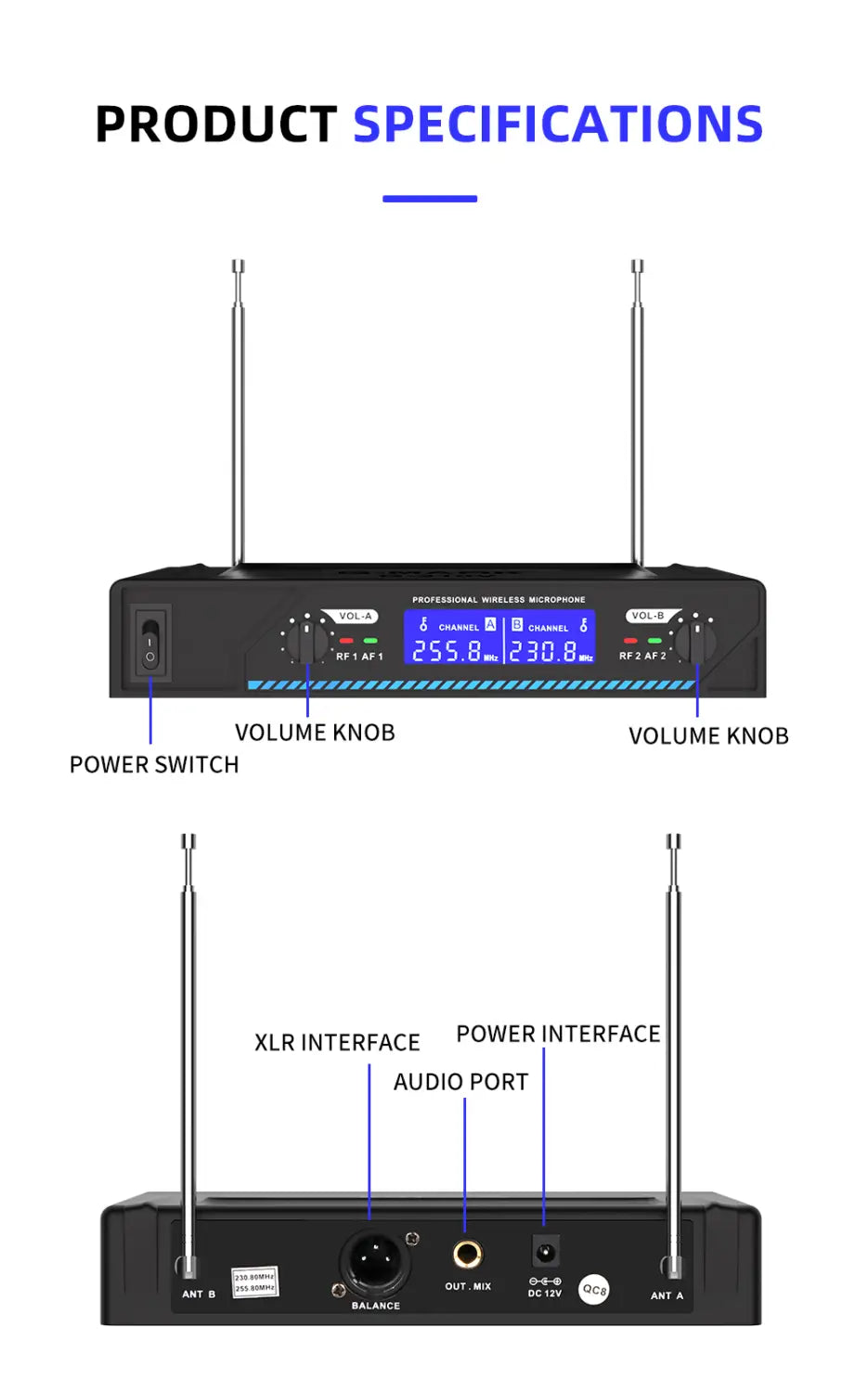 Karaoke Wireless Microphone G-MARK G210V Professional 2 Channels Handheld Mic For Party Meeting Church Show Home