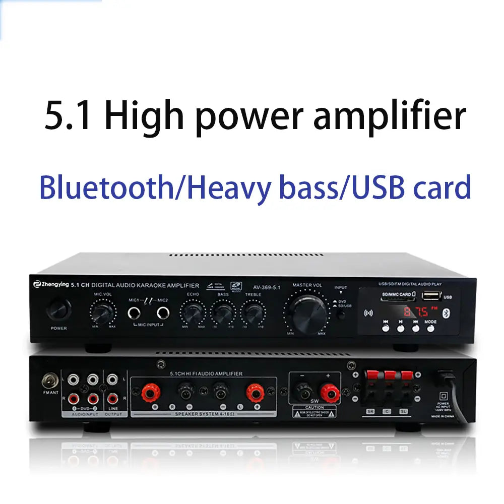 Bluetooth 5.1 Stereo Audio Amplifier Receiver 6 Channel Home Theater Audio Stereo System Components Home Amplifier FM Radio