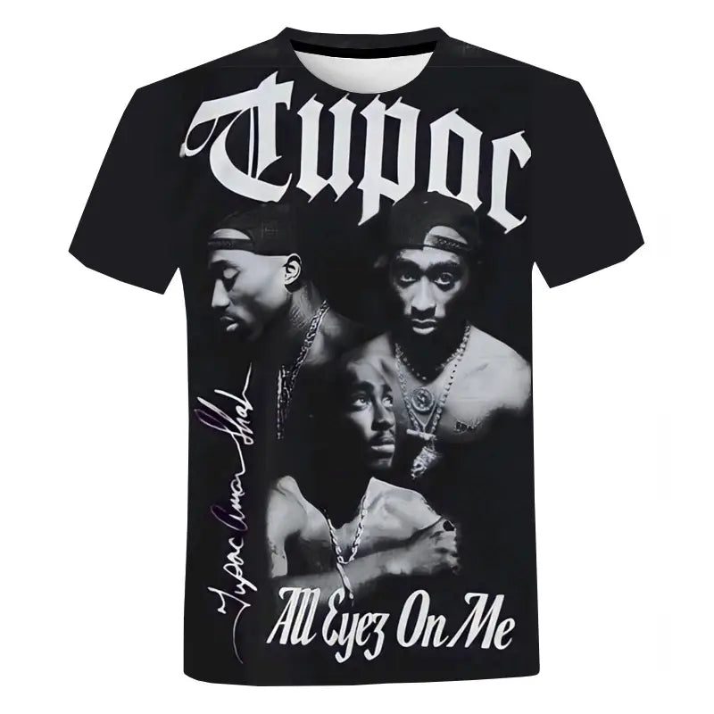 Rapper 2PAC Hip Hop Oversized T-shirt for Men Summer Casual Fashion Harajuku Street Round Neck Tops Short Sleeves T Shirt