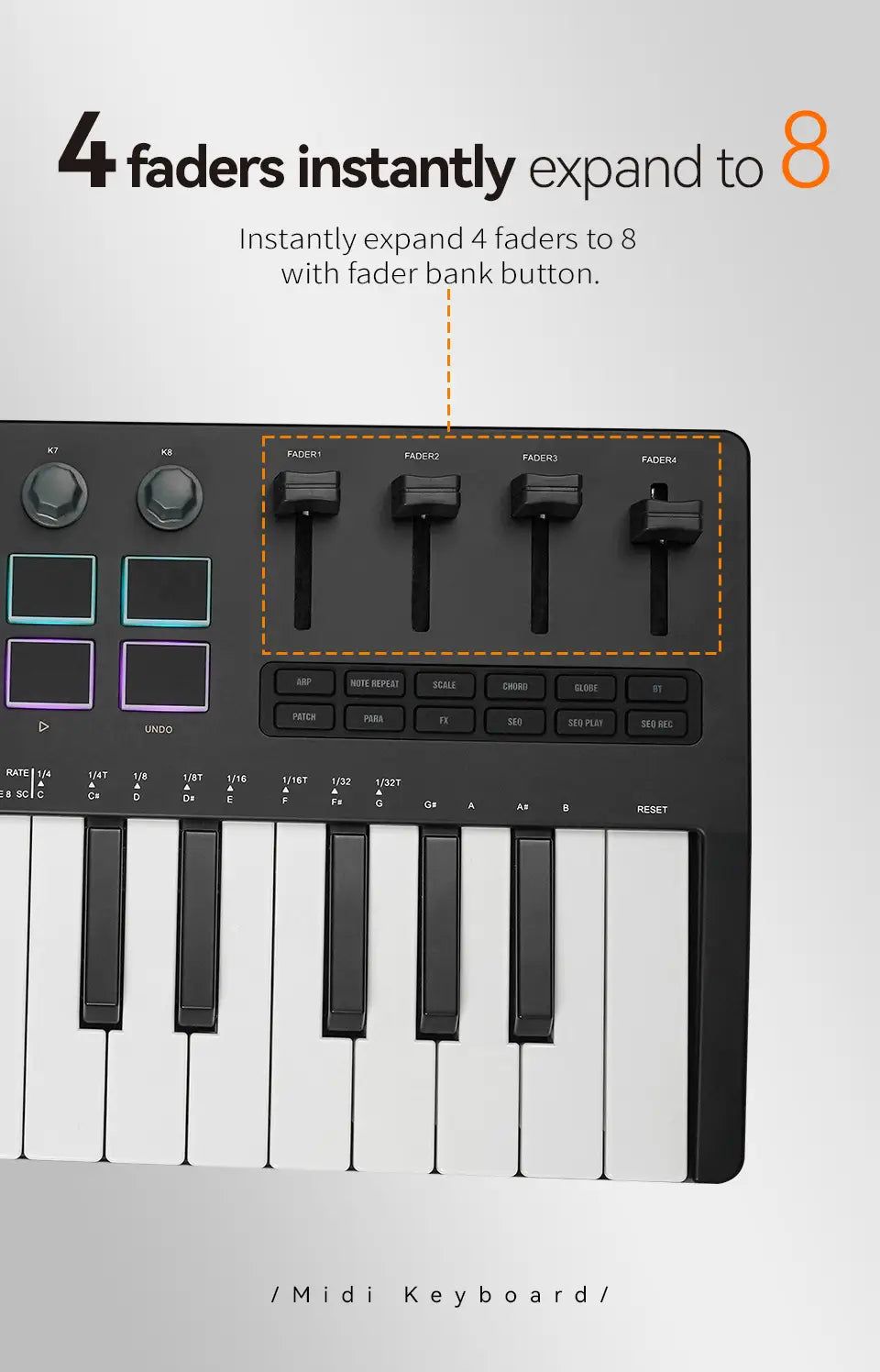M-VAVE SMK-37 PRO Keyboard w/16 RGB Pads,8 Knobs & Wireless Bluetooth|Velocity-Sensitive Keys,Synth Engine/Music Production
