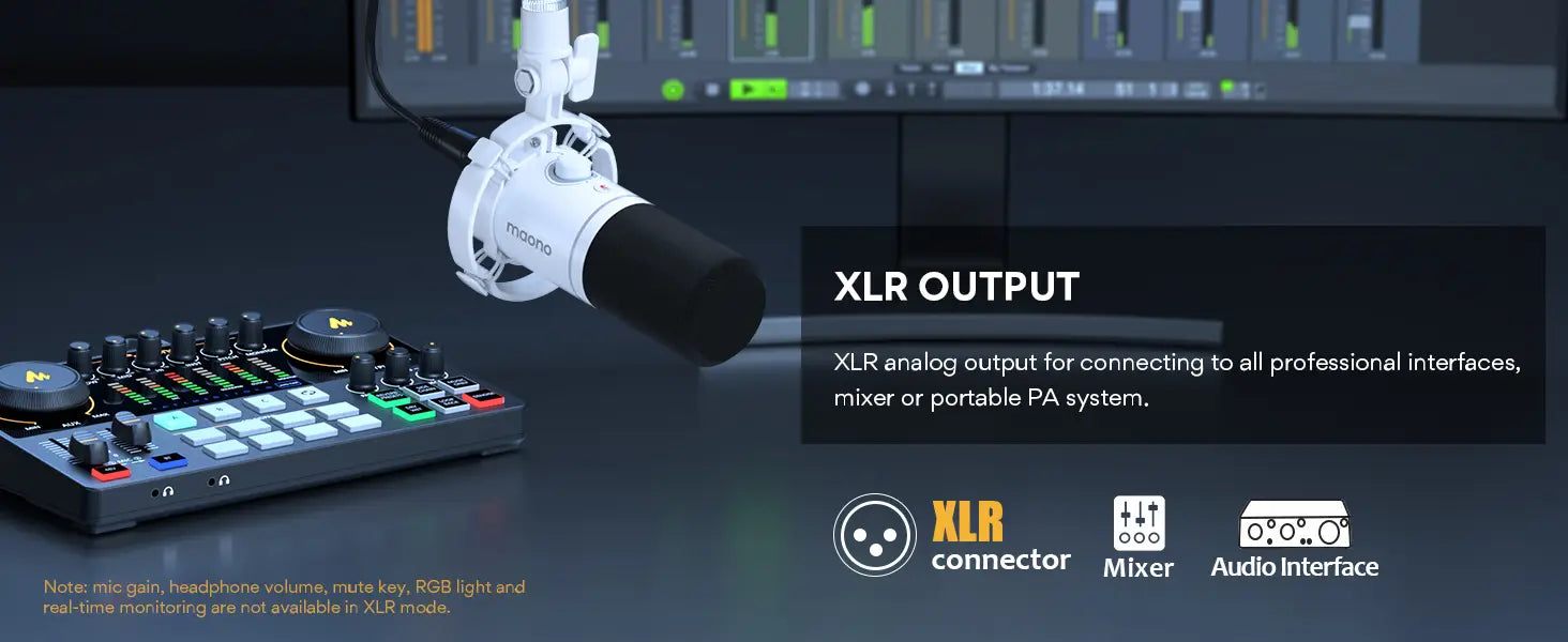 maono PD200X XLR\USB Dynamic Microphone for Gaming Recording Streaming Youtube Metal Mic with Software Tap-to-Mute Gain Knob