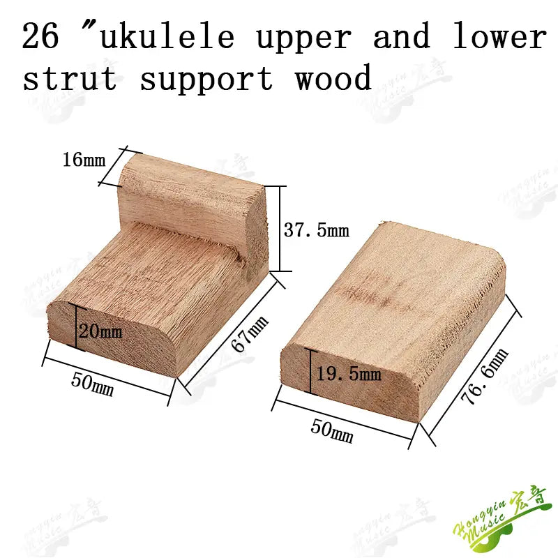 The upper and lower pillars of classical folk guitar support wood and the upper and lower ends of wood auxiliary wood material s