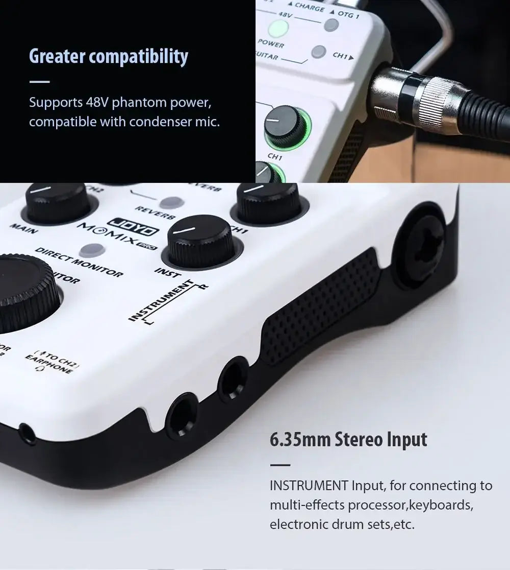 JOYO MOMIX / MOMIX PRO Audio Mixer Suitable for Guitar Keyboard Musical Instrument Sound Card for Recording & Live Streaming