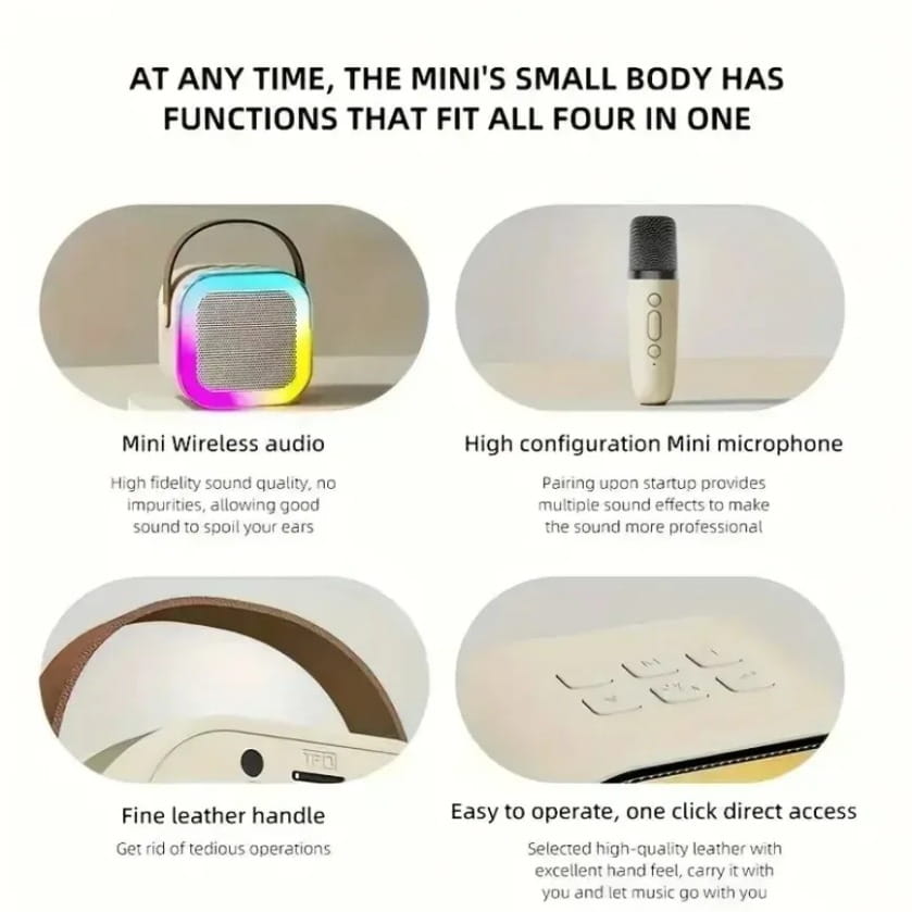 XIKCU Karaoke Machine With 2 Wireless Microphones Portable Wireless RGB Lights Gift Speaker Set Home Karaoke For Party Birthday