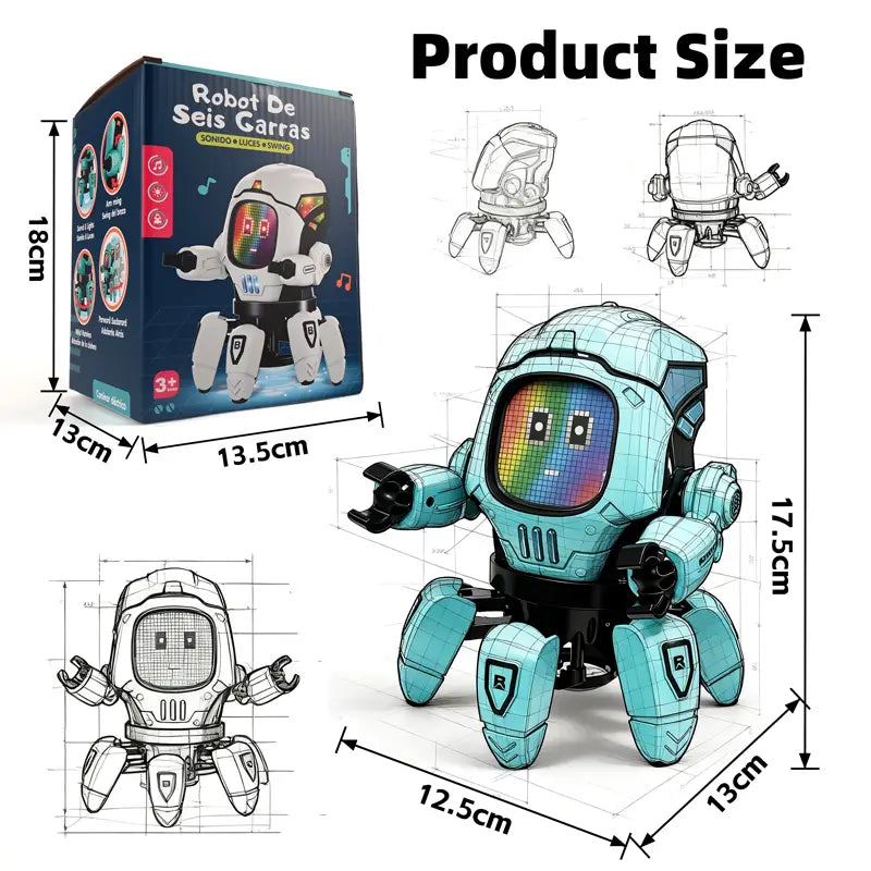 Dance Music 6 Claws Robot Octopus Spider Robots Vehicle Birthday Gift Toys for Children Kids Early Education Baby Toy Boys Girls