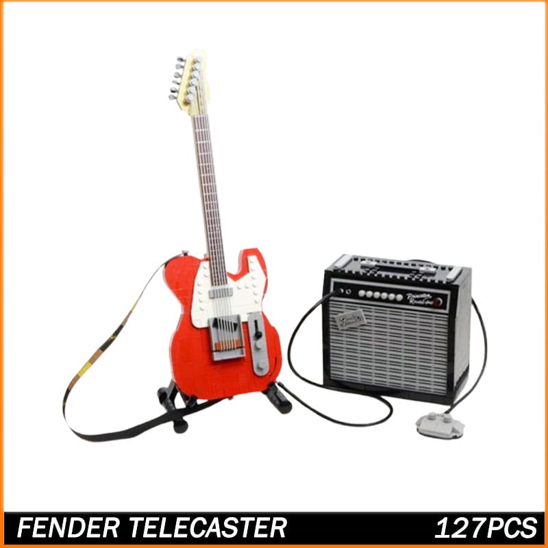 MOC Building Block Model Toys Red Superstar Guitar Simple Assembly Musical Instrument Ornaments Fashionable Birthday Gift 127PCS