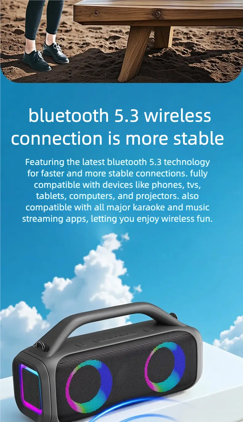 Karaoke Machine for Adults Portable Bluetooth Speaker with 2 Wireless Microphones Portable PA System with Disco Lights
