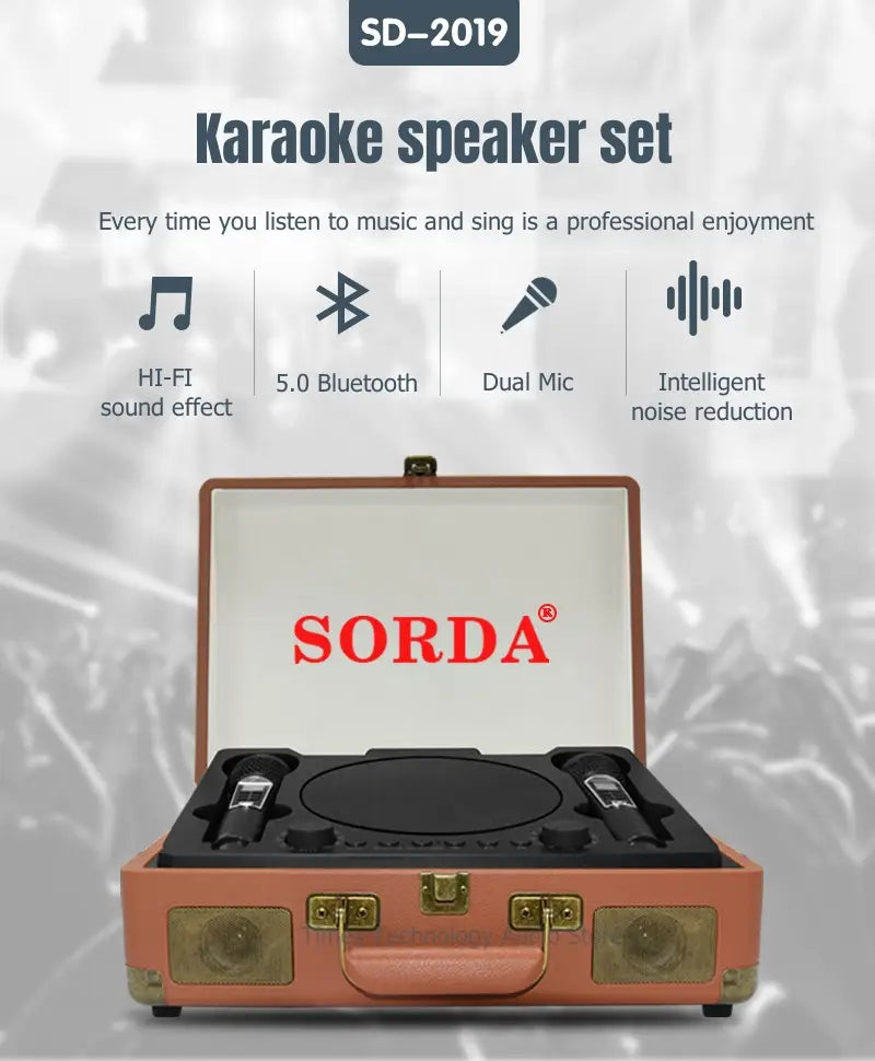 Retro High-quality Bluetooth Speaker Wireless Portable Home Theater KTV Outdoor Suitcase Karaoke Microphone Speakers SD2109
