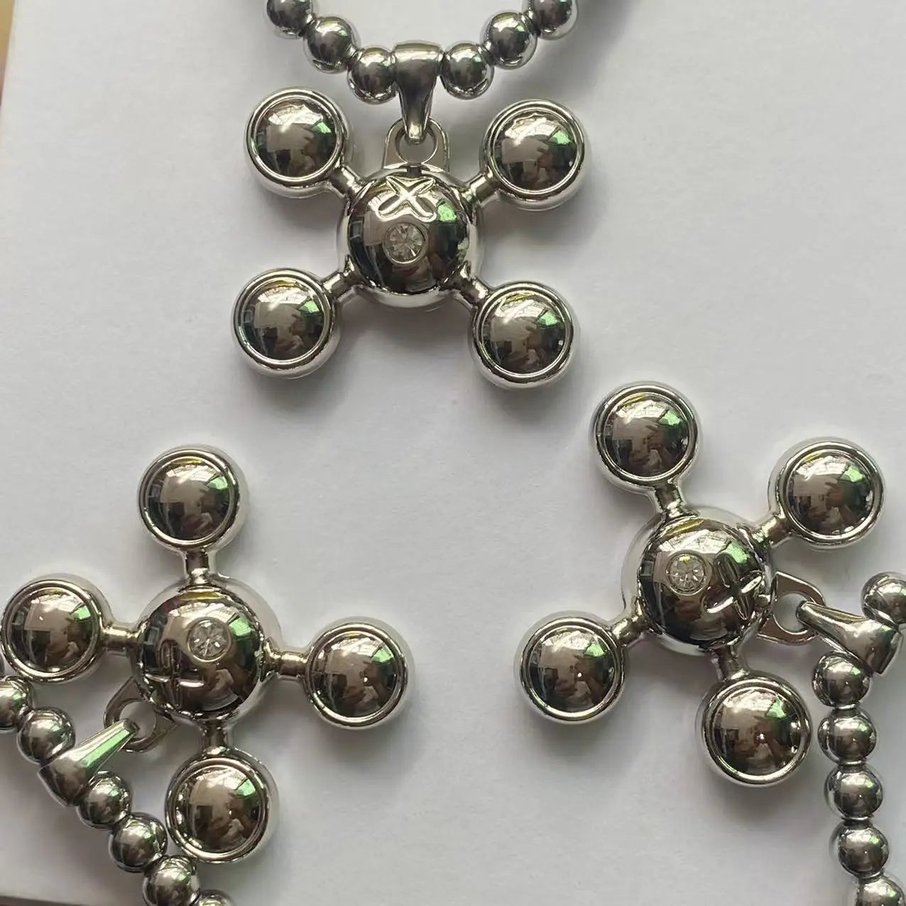 Hip-hop Style Stainless Steel Round Bead Chain Rapper Necklace a Niche Design Necklace Gift for Fashionable Men and Women