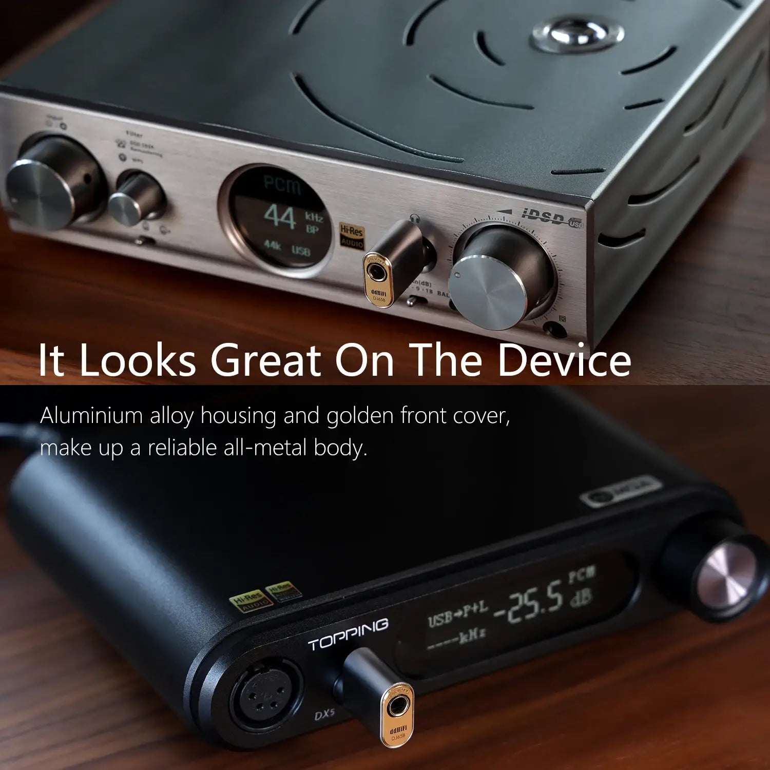 DD ddHiFi DJ65B(AL) Audio Adapter 6.35mm Male to 4.4mm Female for Desktop Amplifier Devices with 6.35mm Output Port