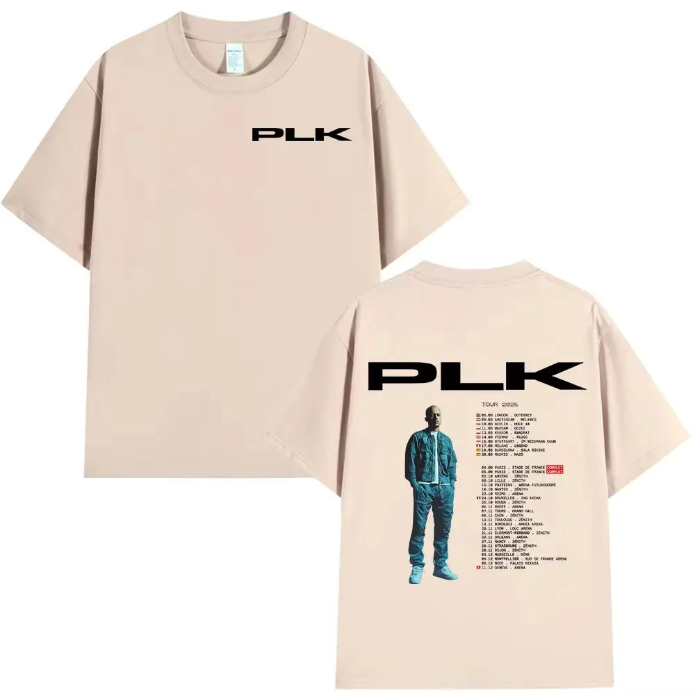 Rapper PLK portrait graphics 100% Cotton music Tshirt Men 2026 New Summer Hip hop unisex ventilate Short sleeve shirt fan gifts