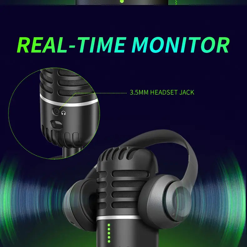 USB Dynamic Microphone for Gaming RGB Light for Live Streaming on Desktop Laptop Computer Smartphone Podcasting Studio Recording