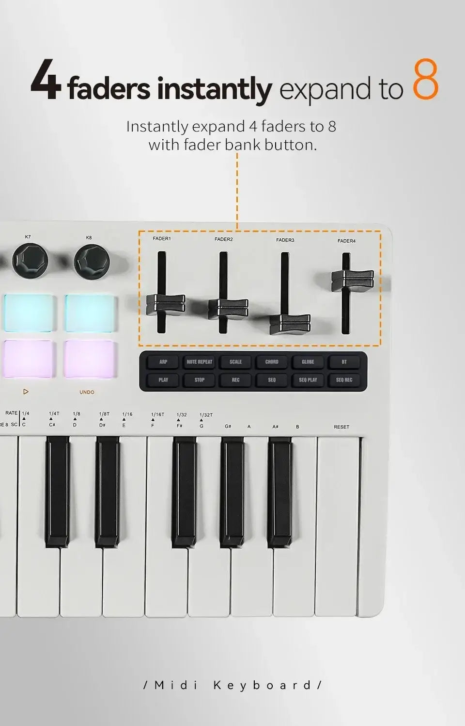M-VAVE 37-Key MIDI Controller Portable 16 RGB Pads 8 Knobs SMK-37 PRO Built-in Synthesizer Keyboard Digital Piano instruments