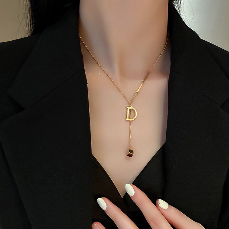 Fashion Letter Good Luck Butterfly Titanium Steel Choker Necklace For Woman Gothic Jewelry Hip Hop Party Sexy Clavicle Chain