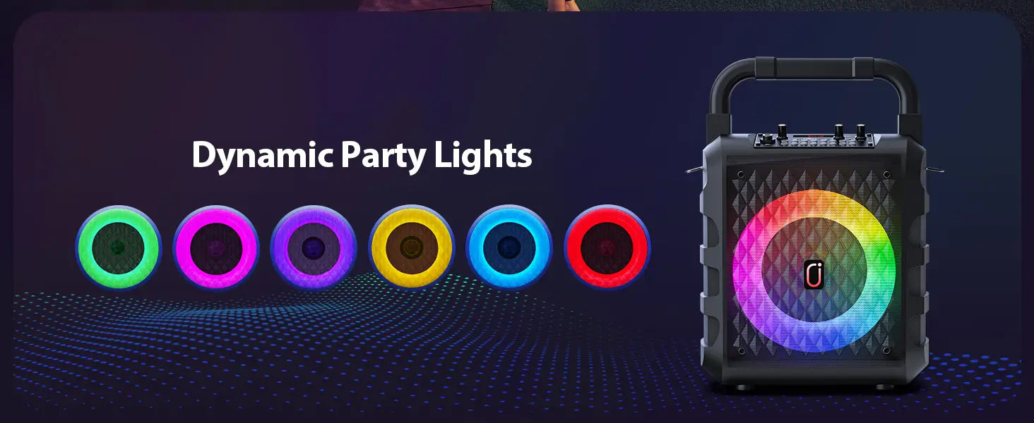 Karaoke Machine with 2 Wireless Microphones 【2025 Upgraded 20W 6.5’’Subwoofer】Portable Bluetooth Karaoke Speaker with PA System