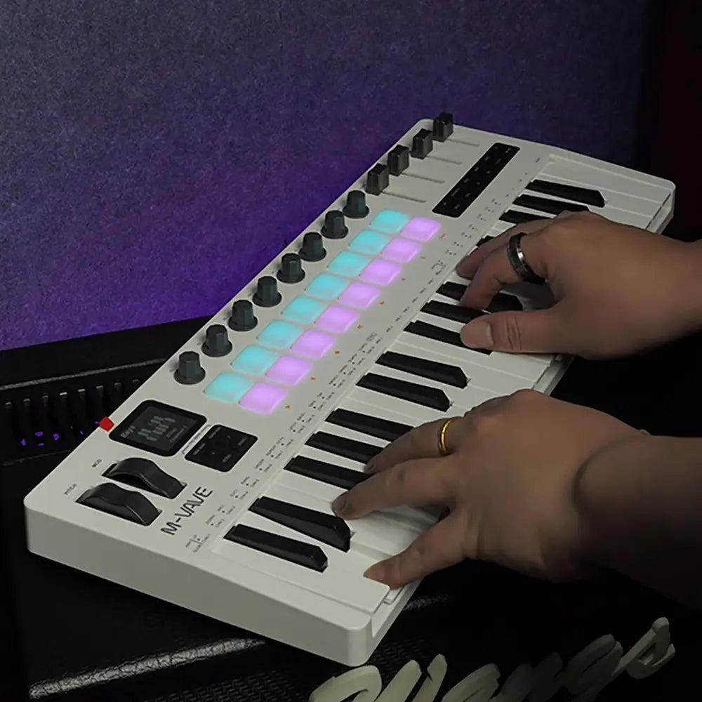 M-VAVE SMK-37 PRO 37 Key MIDI Keyboard with Sound Source USB MIDI Controller with 16 RGB Pads & 8 Knobs Supports Software