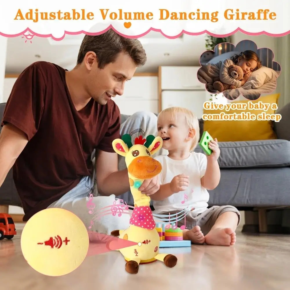 Repeating What You Say Dancing Talking Giraffe Toy with 10 Songs Glowing Swaying Dancing Giraffe Adjustable Volume Musical