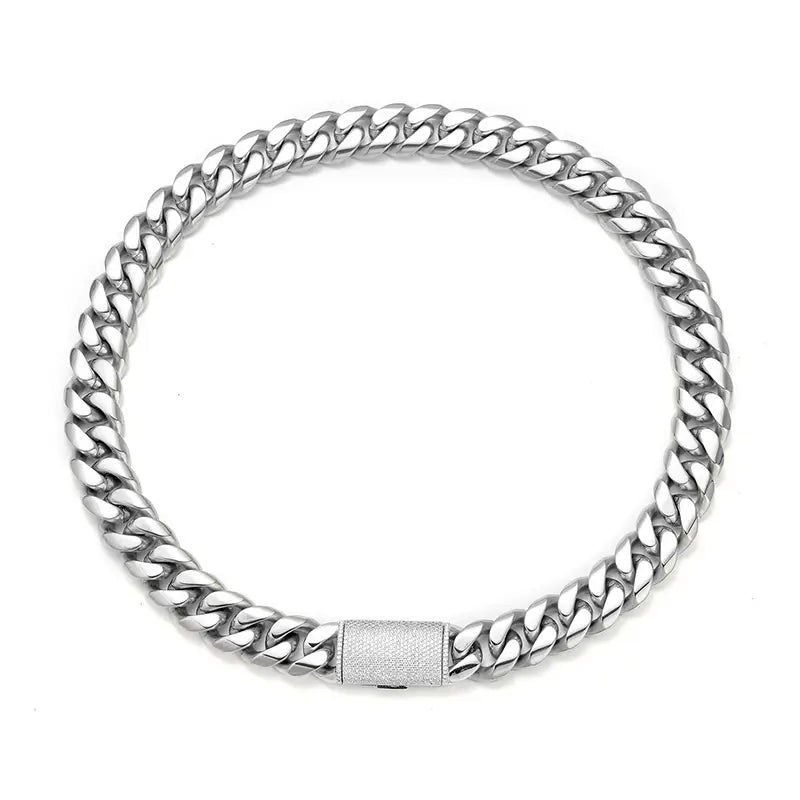 12/14/18/20/22mm Big Heavy Solid Stainless Steel Cuban Miami Link Chain Necklaces for Men Hip Hop Bling Iced out Rapper Jewelry
