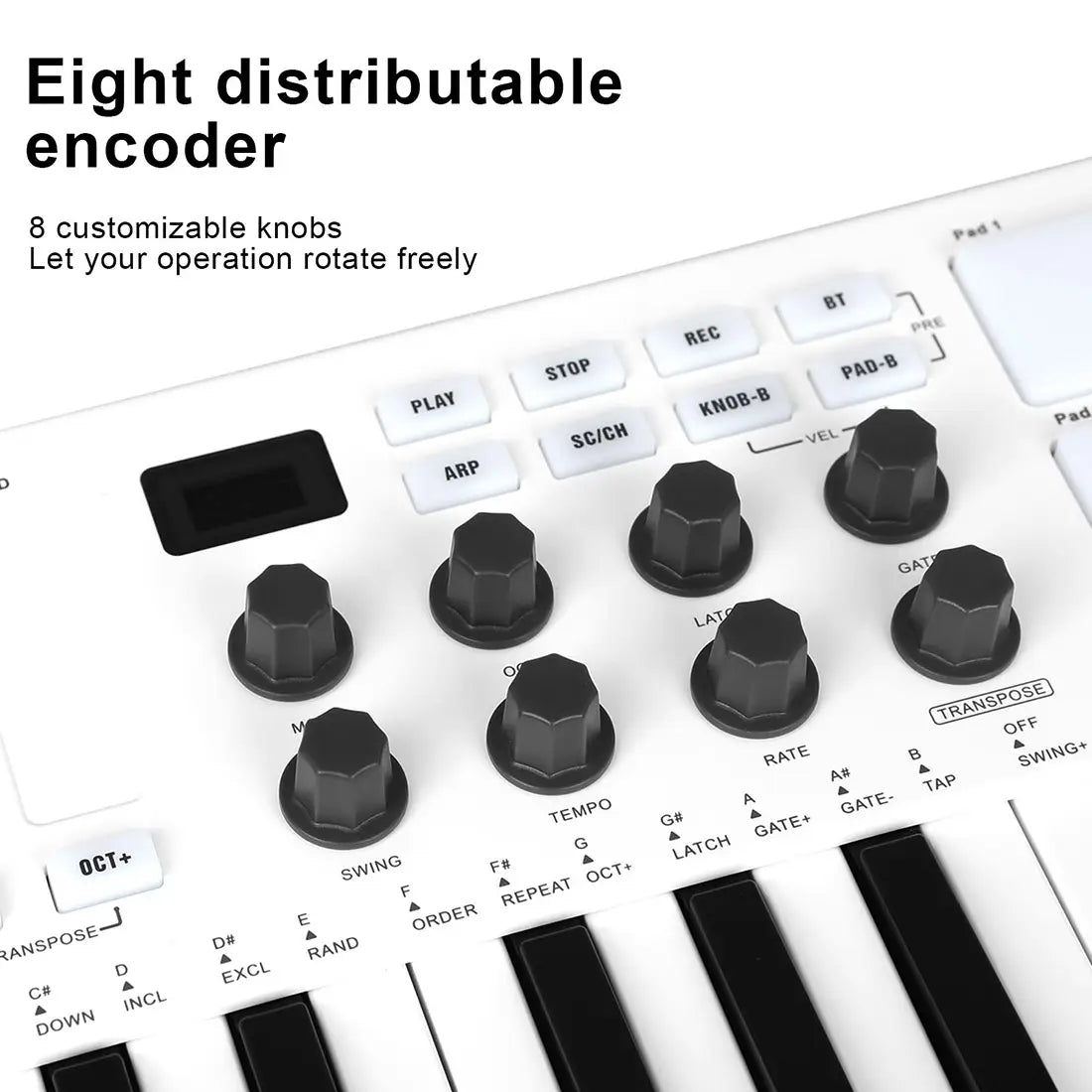 IRIN SMK-25 25 Keys MIDI Keyboard Controller 8 RGB Backlit Drum Pads Rechargeable USB Keyboard Strike Pad for Music Production