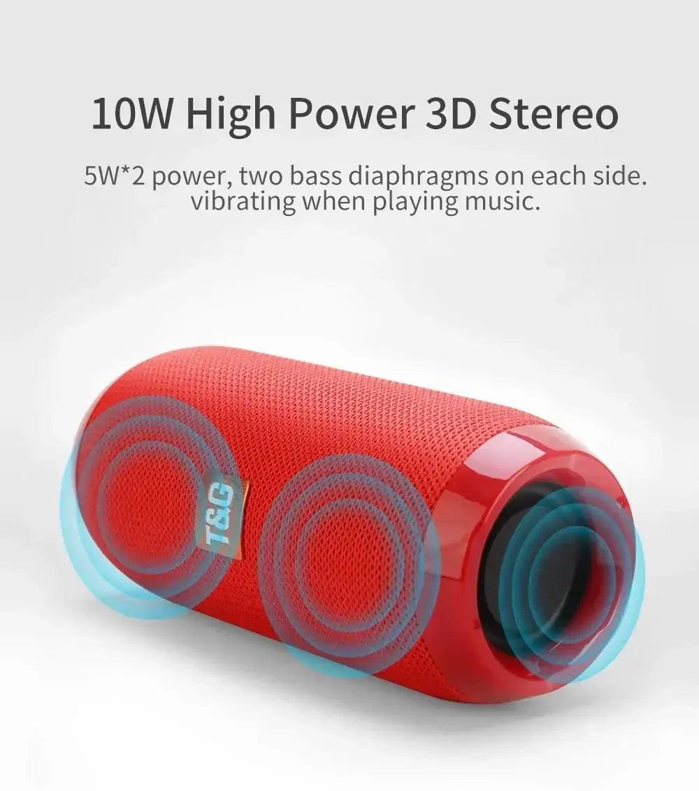 TG117 Portable Bluetooth Speaker TWS Wireless Dual Bass Outdoor Column Boombox FM AUX TF Card Music Player For Camping Riding
