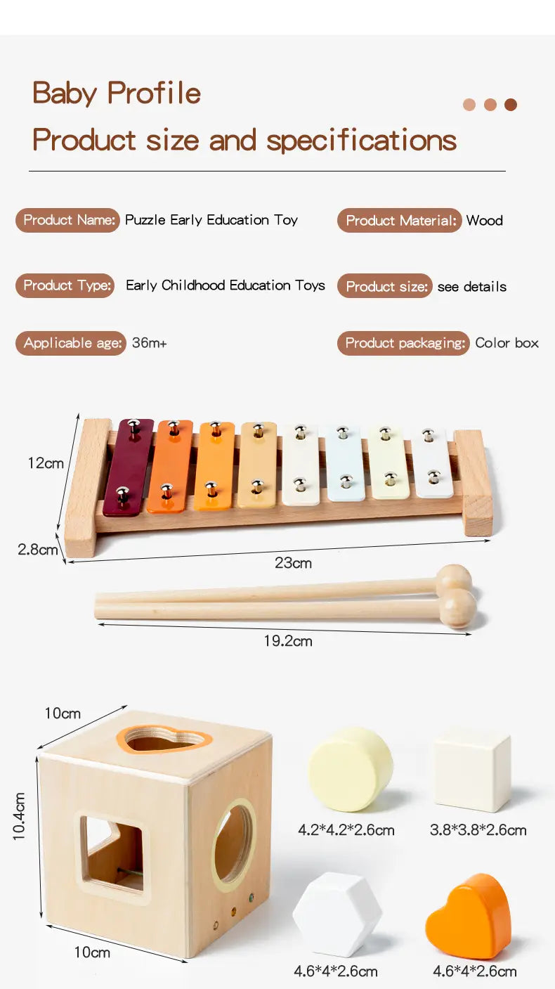 Musical Instrument Toy Set 3-6 Montessori Early Learning Gift Wooden Educational Tools for Kindergarten Music Perfect as a Gi