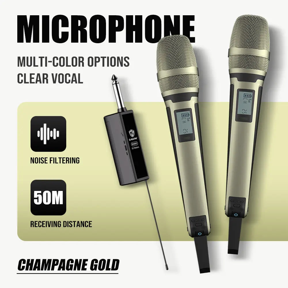 Karaoke Microphone G-MARK SKM9000 2 Channels Wireless UHF Frequency For Teaching Wedding Clear Stable Audio Transmission