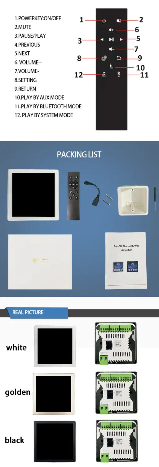 Home Theater Stereo Sound Wall Amplifier 4 ’Touch Screen Android 10.0 Support Voice Control Remote Control Music Player