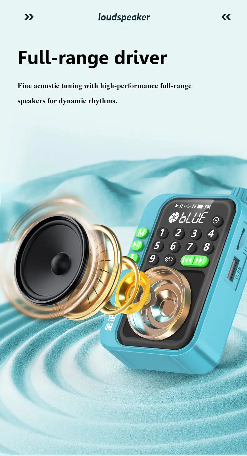 Mini Portable FM Radio Best Reception Radios 5W Wireless Bluetooth Speaker TF Card U Disk Music MP3 Player Support HD Rcording