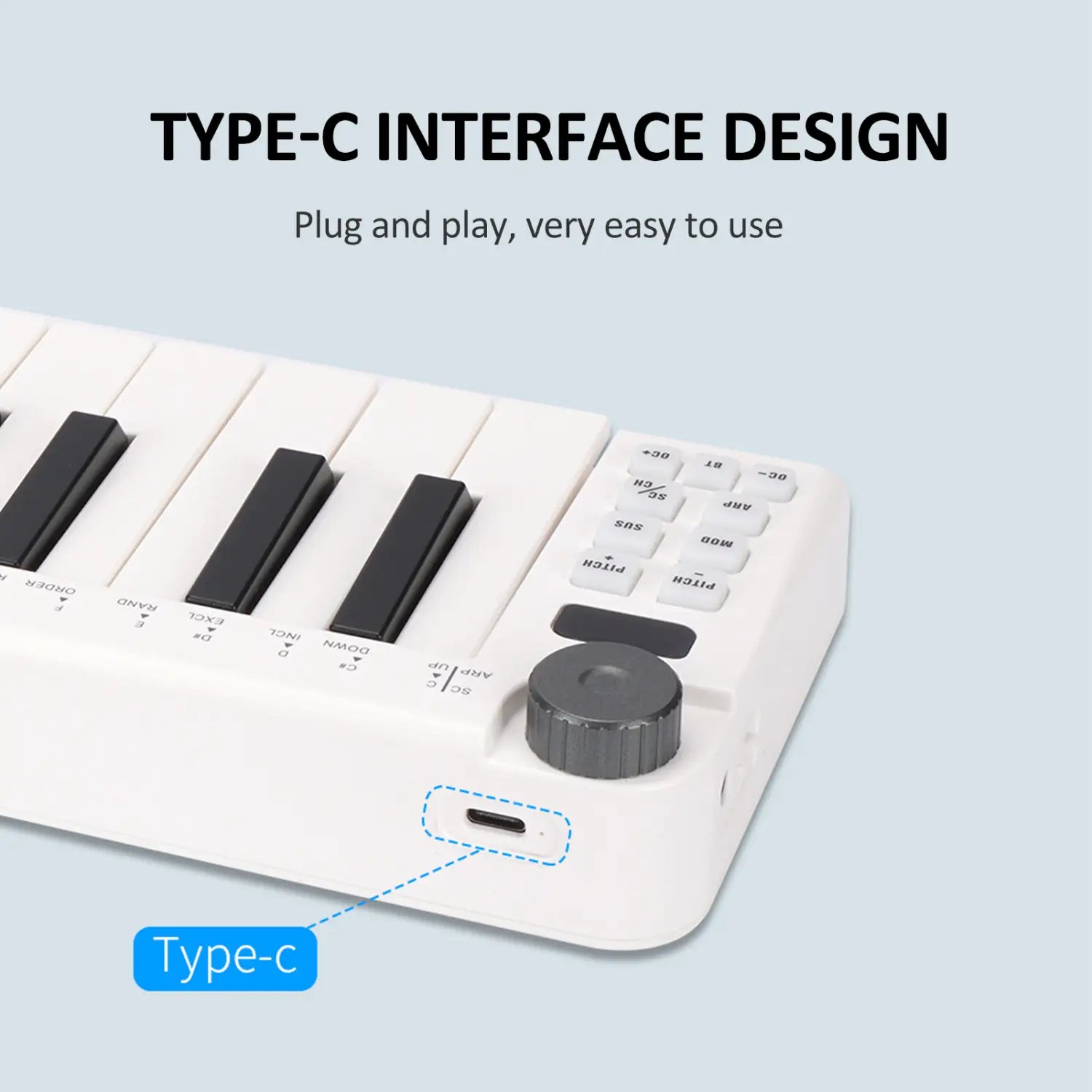 M-VAVE SMK-25mini MIDI Keyboard Rechargeable 25-Key MIDI Control Keyboard with 25 Velocity Sensitive Keys 1 Knob